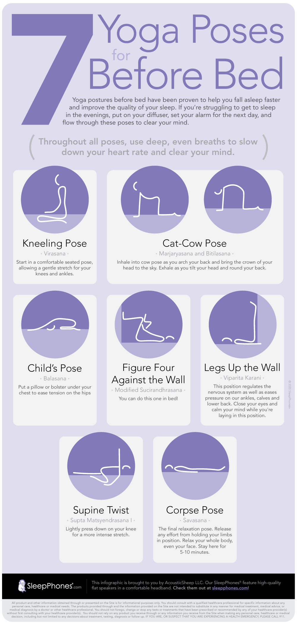 Yoga Poses for Before Bed  SleepPhones® Comfortable Headband Headphones  for Sleeping