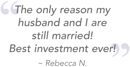 quote from SleepPhones headphones for snoring customer Rebecca: the only reason my husband and I are still married! Best investment ever!