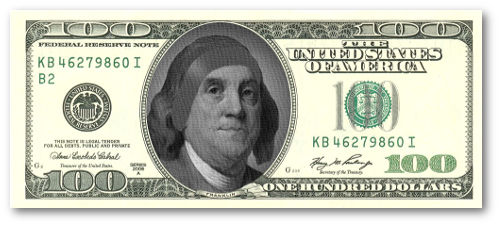 ben franklin in sleepphones headphones on the hundred dollar bill