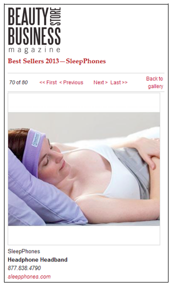 SleepPhones Featured in Beauty Store Business Online Magazine - November 2013