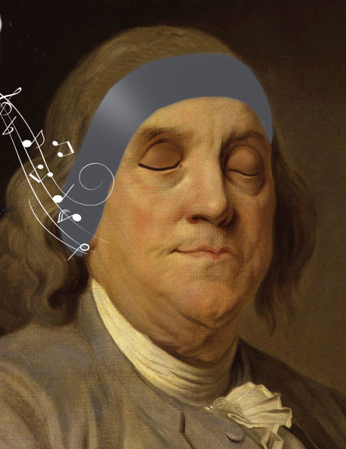 ben franklin snoozing in sleepphones headphones